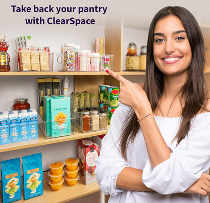 ClearSpace Plastic Pantry Bins with Removable Dividers - Kitchen Storage and Organization (4 Pack)
