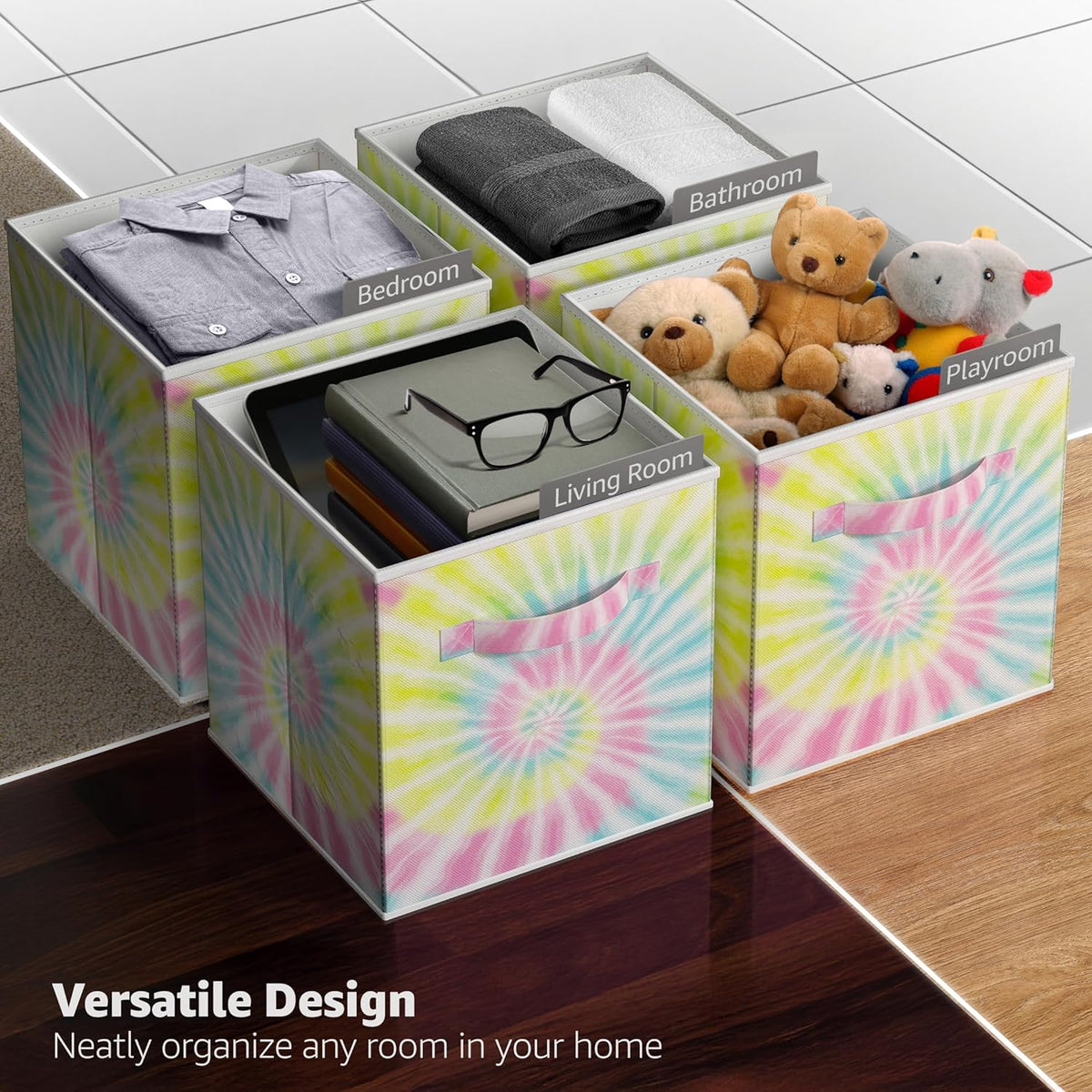 Sorbus Fabric Storage Cubes - 6 Foldable Storage Bins for Organizing Pantry, Cubbies, Toy Box - Clothes Storage & Closet Organizer - 13 Inch Collapsible Cube Baskets for Shelves with Handle