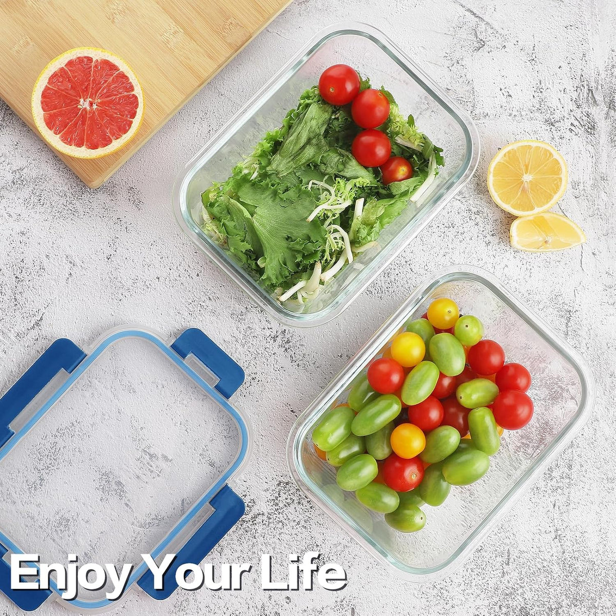 36oz Large Glass Meal Prep Containers with lids, Glass Food Storage Containers with Leak Proof Snap Lock Lids, Airtight Bento lunch Boxes, Kitchen Storage, Oven, Freezer and Dishwasher Safe