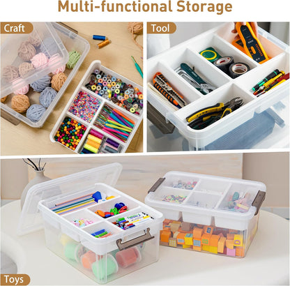 Citylife 17 QT Plastic Storage Box with Removable Tray Craft Organizers and Storage Clear Storage Container for Organizing Bead, Tool, Sewing, Playdoh