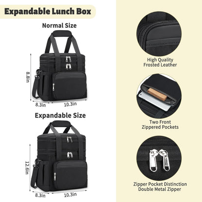 holuxer Lunch Bag & Lunch Box for Men Women - Large Double Deck Soft