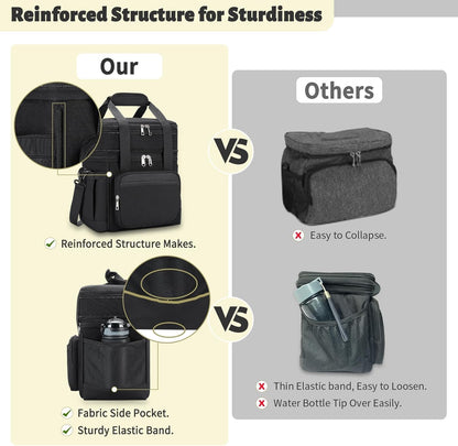holuxer Lunch Bag & Lunch Box for Men Women - Large Double Deck Soft