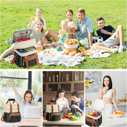 holuxer Lunch Bag & Lunch Box for Men Women - Large Double Deck Soft