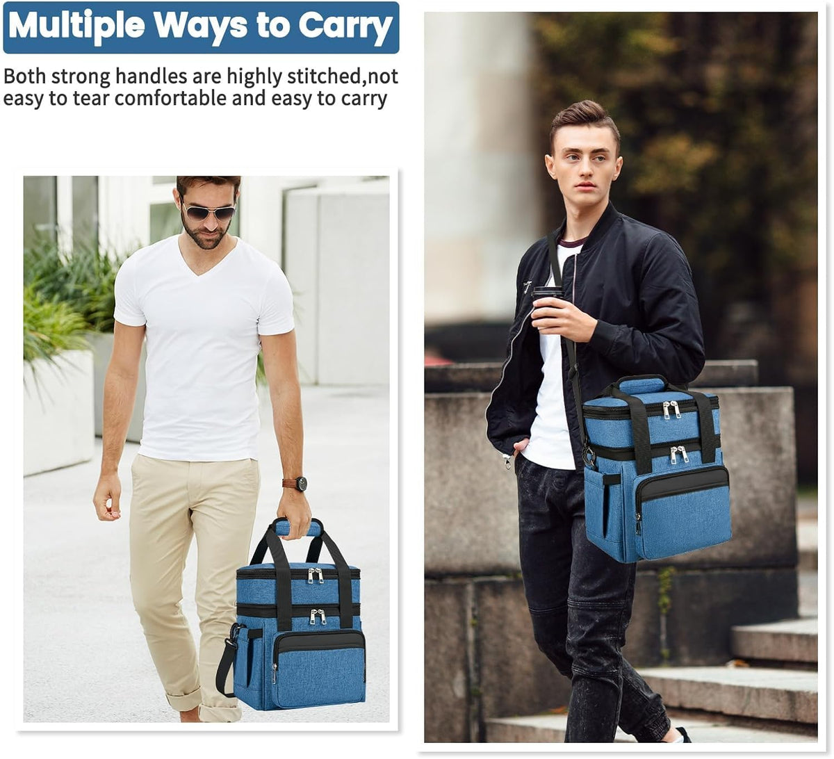 holuxer Lunch Bag & Lunch Box for Men Women - Large Double Deck Soft