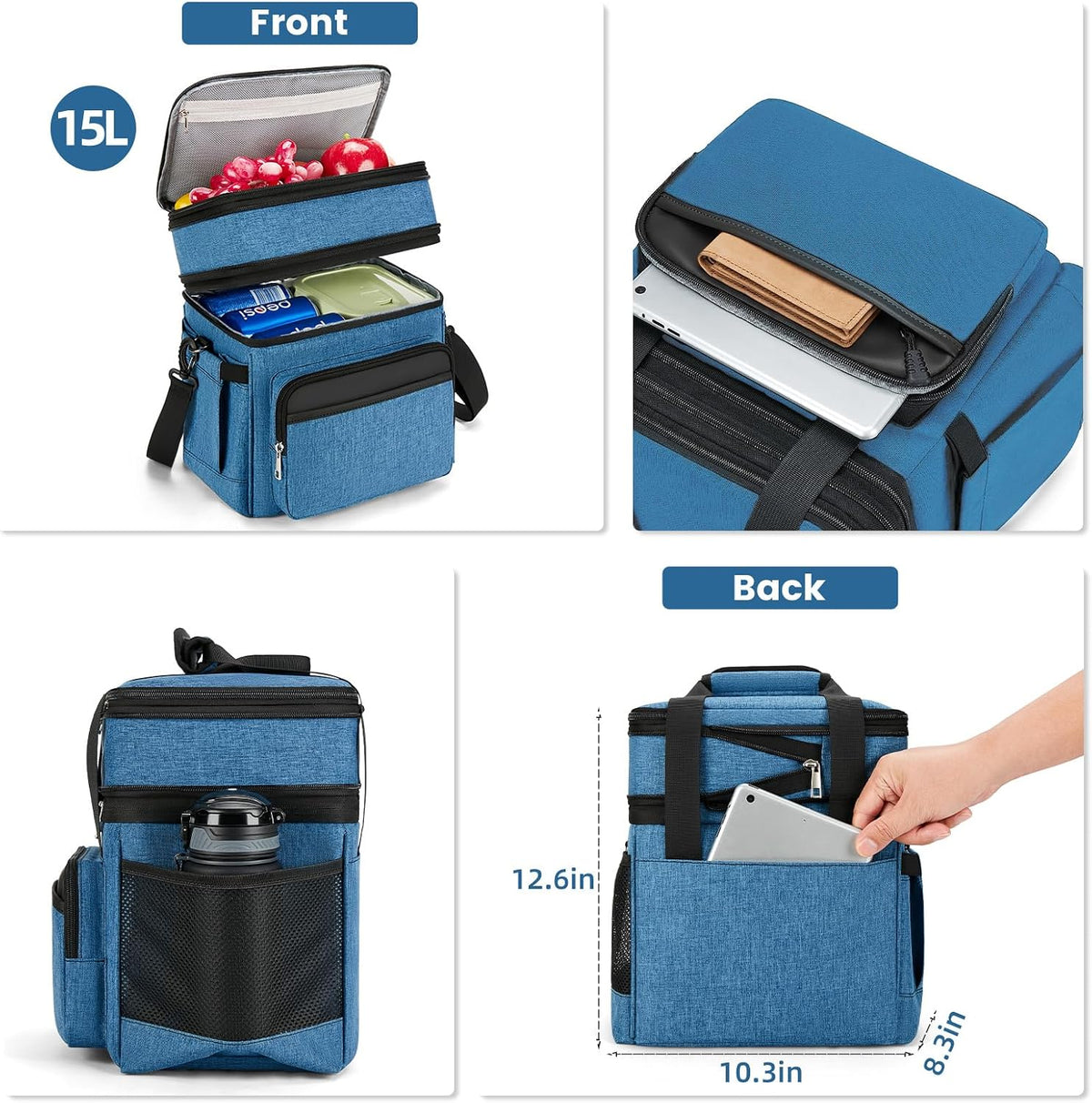 holuxer Lunch Bag & Lunch Box for Men Women - Large Double Deck Soft