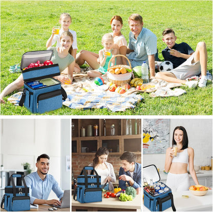 holuxer Lunch Bag & Lunch Box for Men Women - Large Double Deck Soft