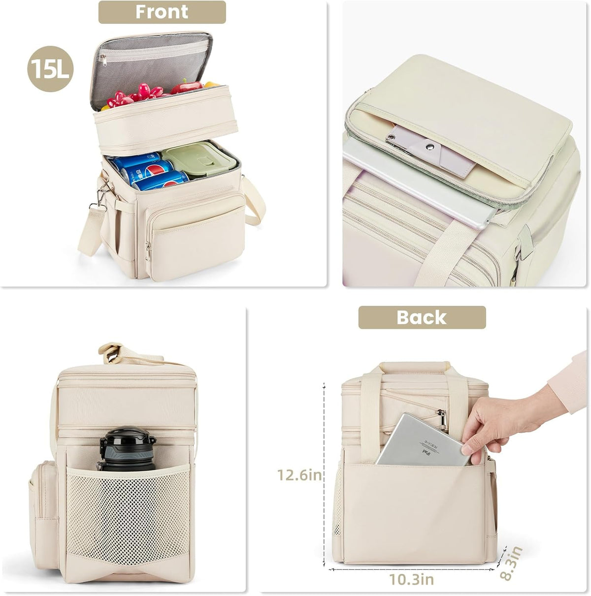 holuxer Lunch Bag & Lunch Box for Men Women - Large Double Deck Soft