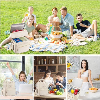 holuxer Lunch Bag & Lunch Box for Men Women - Large Double Deck Soft