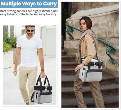 holuxer Lunch Bag & Lunch Box for Men Women - Large Double Deck Soft