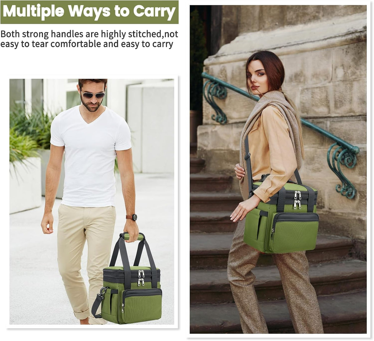 holuxer Lunch Bag & Lunch Box for Men Women - Large Double Deck Soft