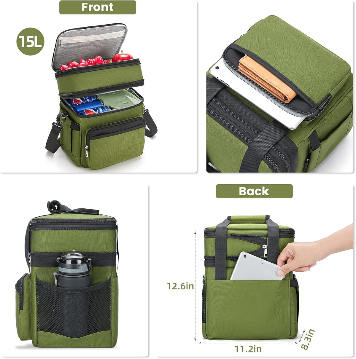 holuxer Lunch Bag & Lunch Box for Men Women - Large Double Deck Soft
