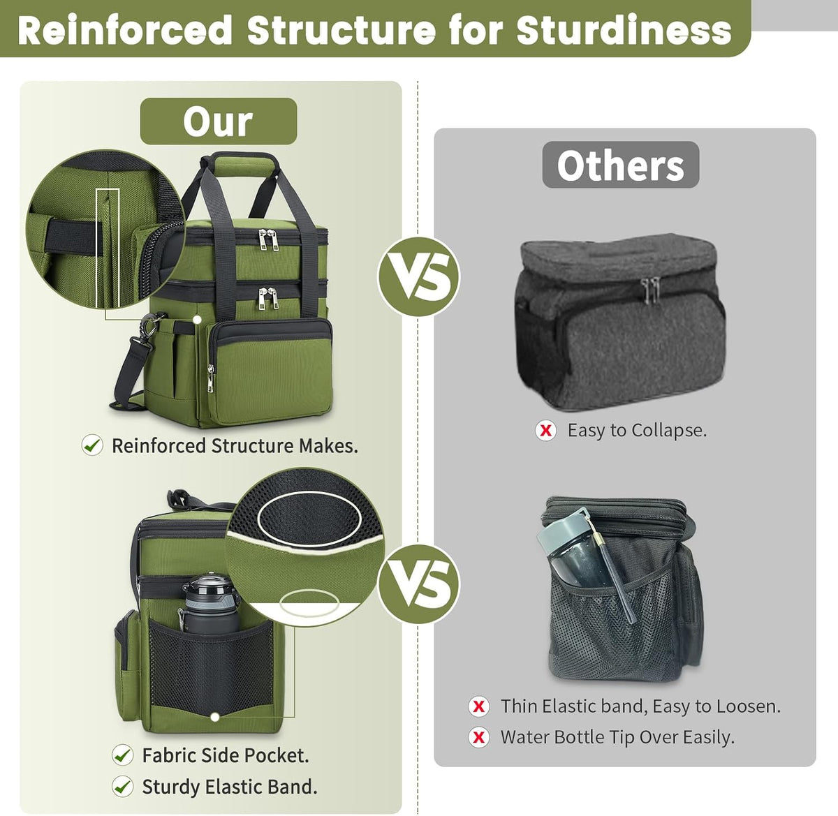 holuxer Lunch Bag & Lunch Box for Men Women - Large Double Deck Soft