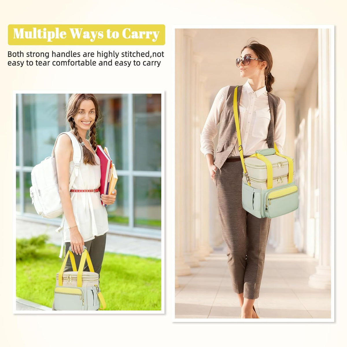 holuxer Lunch Bag & Lunch Box for Men Women - Large Double Deck Soft