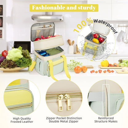 holuxer Lunch Bag & Lunch Box for Men Women - Large Double Deck Soft