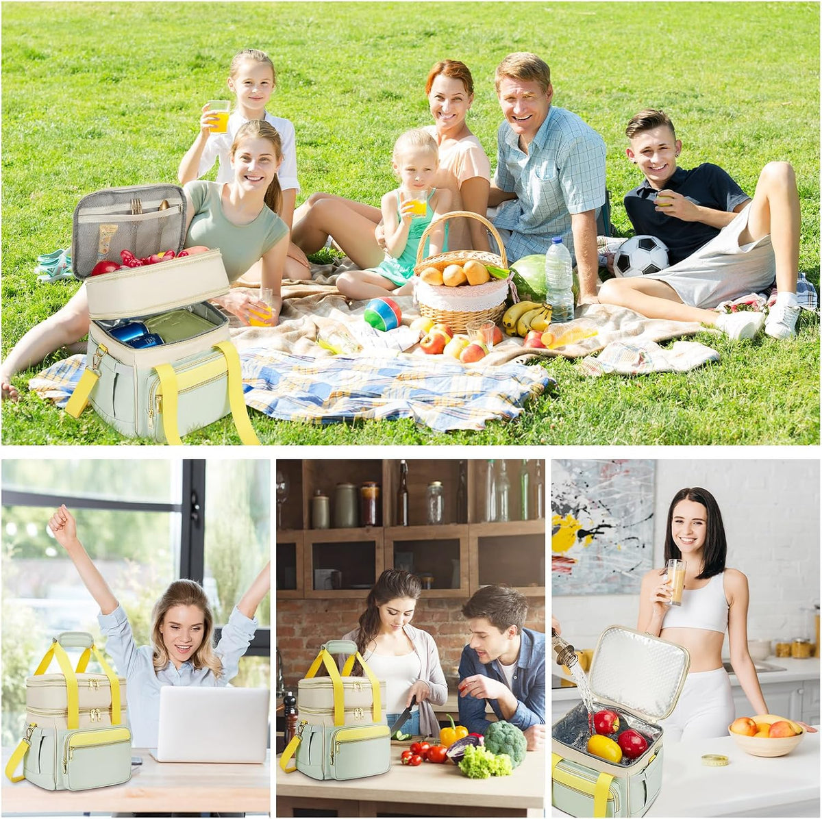 holuxer Lunch Bag & Lunch Box for Men Women - Large Double Deck Soft
