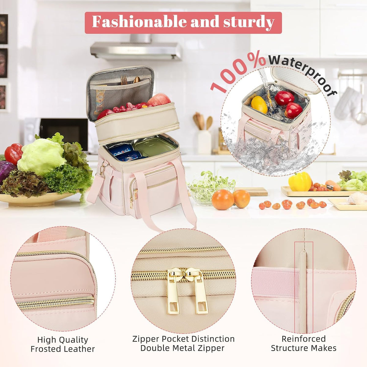 holuxer Lunch Bag & Lunch Box for Men Women - Large Double Deck Soft