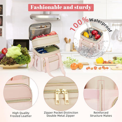 holuxer Lunch Bag & Lunch Box for Men Women - Large Double Deck Soft