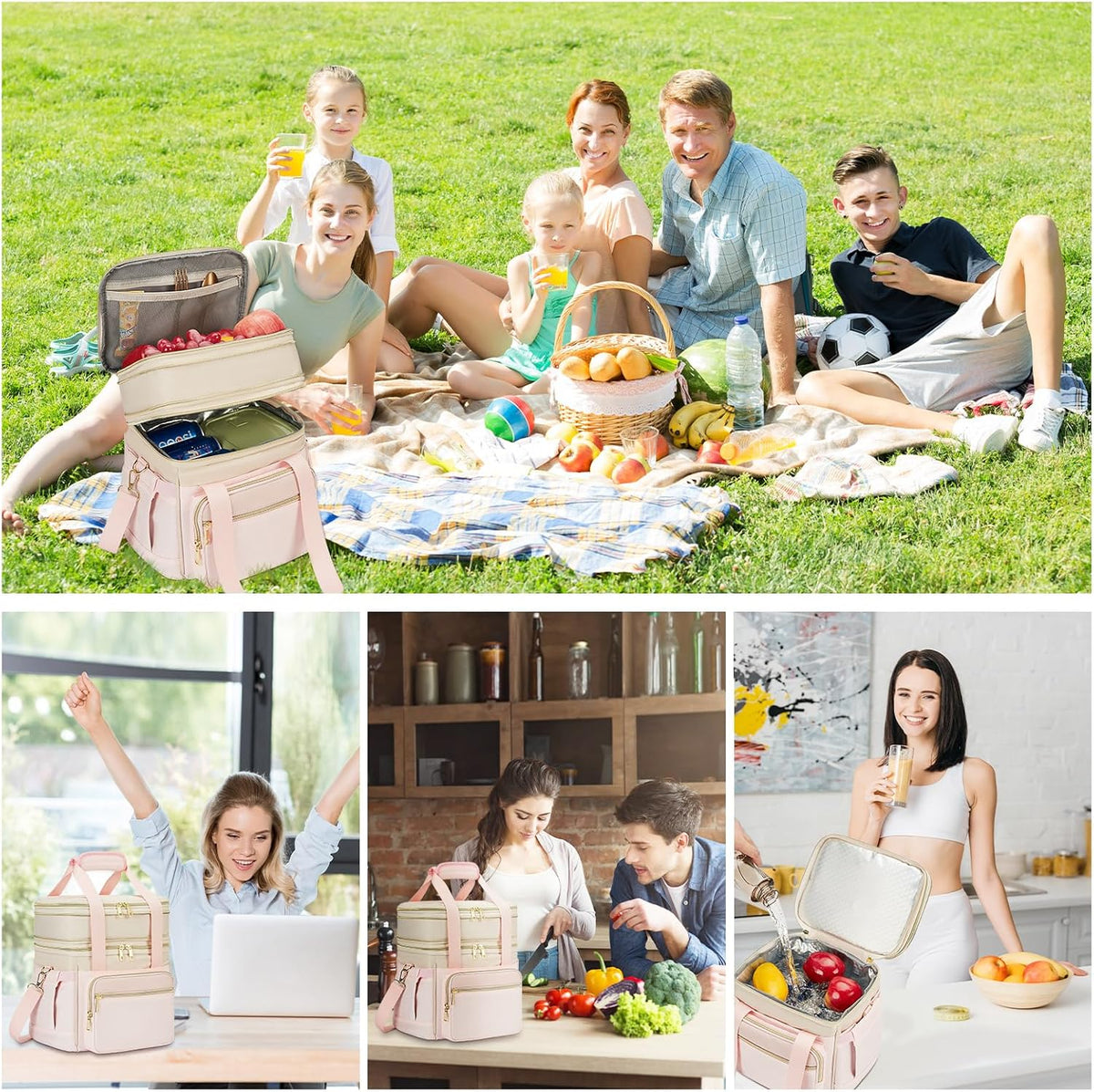 holuxer Lunch Bag & Lunch Box for Men Women - Large Double Deck Soft
