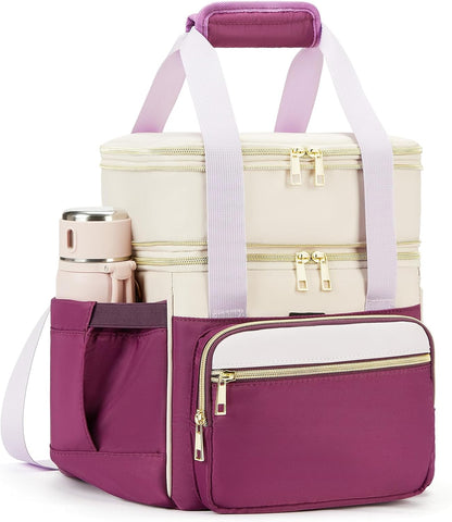 holuxer Lunch Bag & Lunch Box for Men Women - Large Double Deck Soft