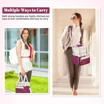 holuxer Lunch Bag & Lunch Box for Men Women - Large Double Deck Soft
