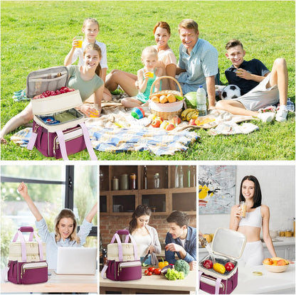 holuxer Lunch Bag & Lunch Box for Men Women - Large Double Deck Soft