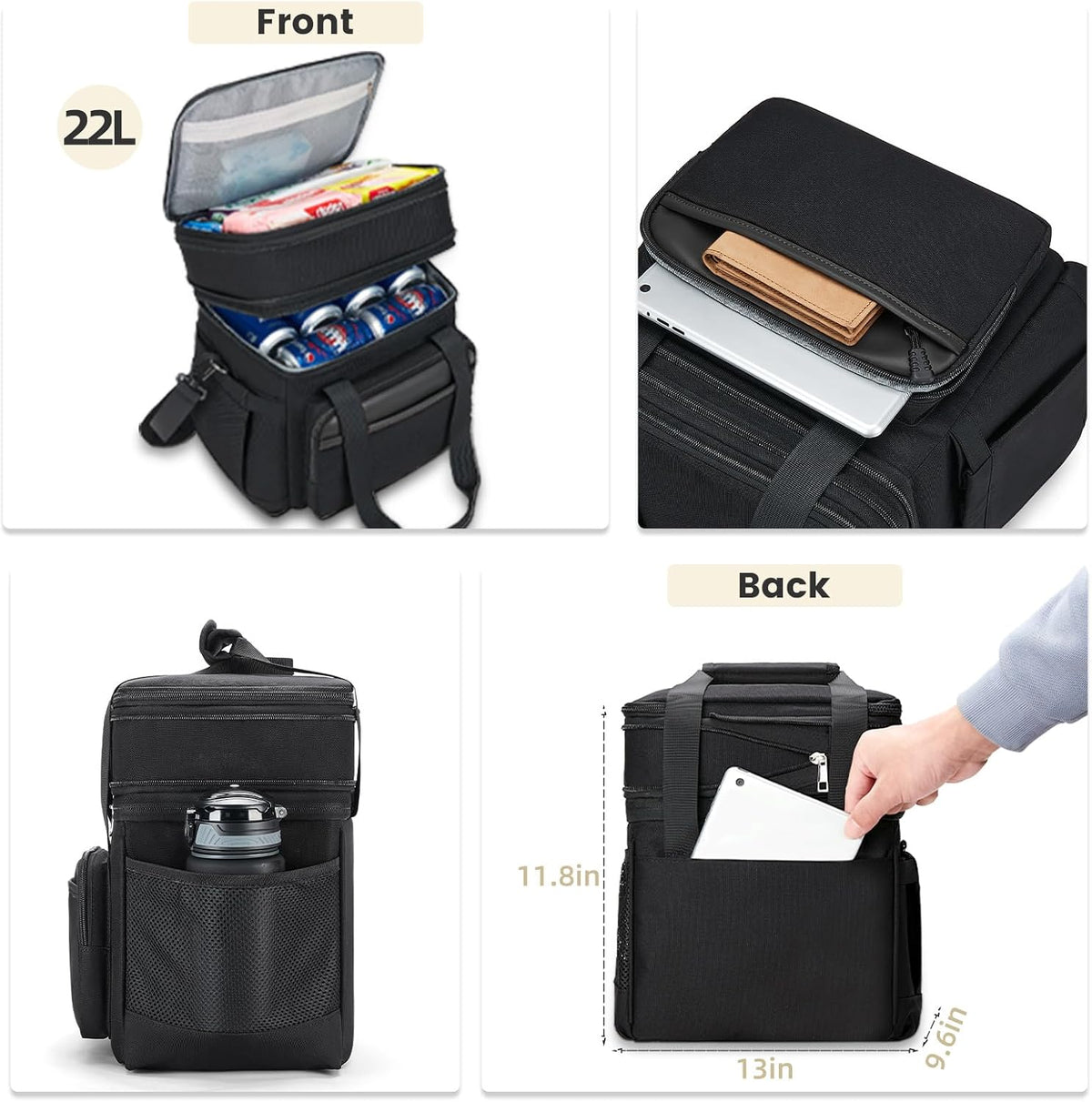 holuxer Lunch Bag & Lunch Box for Men Women - Large Double Deck Soft