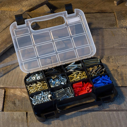 Stalwart - 75-ST6073 Portable Storage Case with Secure Locks and 55 Small Bin Compartments for Hardware, Screws, Bolts, Nuts, Nails, Beads, Jewelry and More by Black