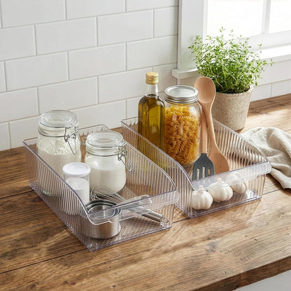 BINO | Plastic Storage Bins with Wheels, X-Large | THE ROLLER COLLECTION | Clear Storage Bins for Organization | Clear Containers for Pantry Fridge & Freezer Organizer Bin Cabinet & Pantry Organizers