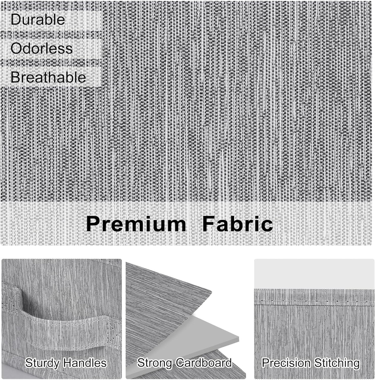 WUIKE Closet Organizers and Storage, Trapezoid Storage Bins, Fabric Closet Bins with Handles, Foldable Storage Baskets for Clothes, Purse, Blanket, Herringbone Gray, Extra Large