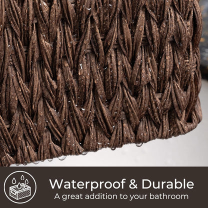 GRANNY SAYS Wicker Storage Baskets for Shelves, Wicker Baskets for Organizing, Waterproof Woven Basket for Pantry, Rectangle Basket for Shlef, Brown, 2-Pack