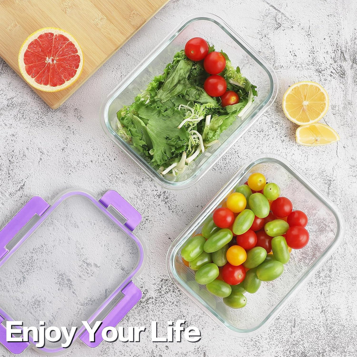36oz Large Glass Meal Prep Containers with lids, Glass Food Storage Containers with Leak Proof Snap Lock Lids, Airtight Bento lunch Boxes, Kitchen Storage, Oven, Freezer and Dishwasher Safe