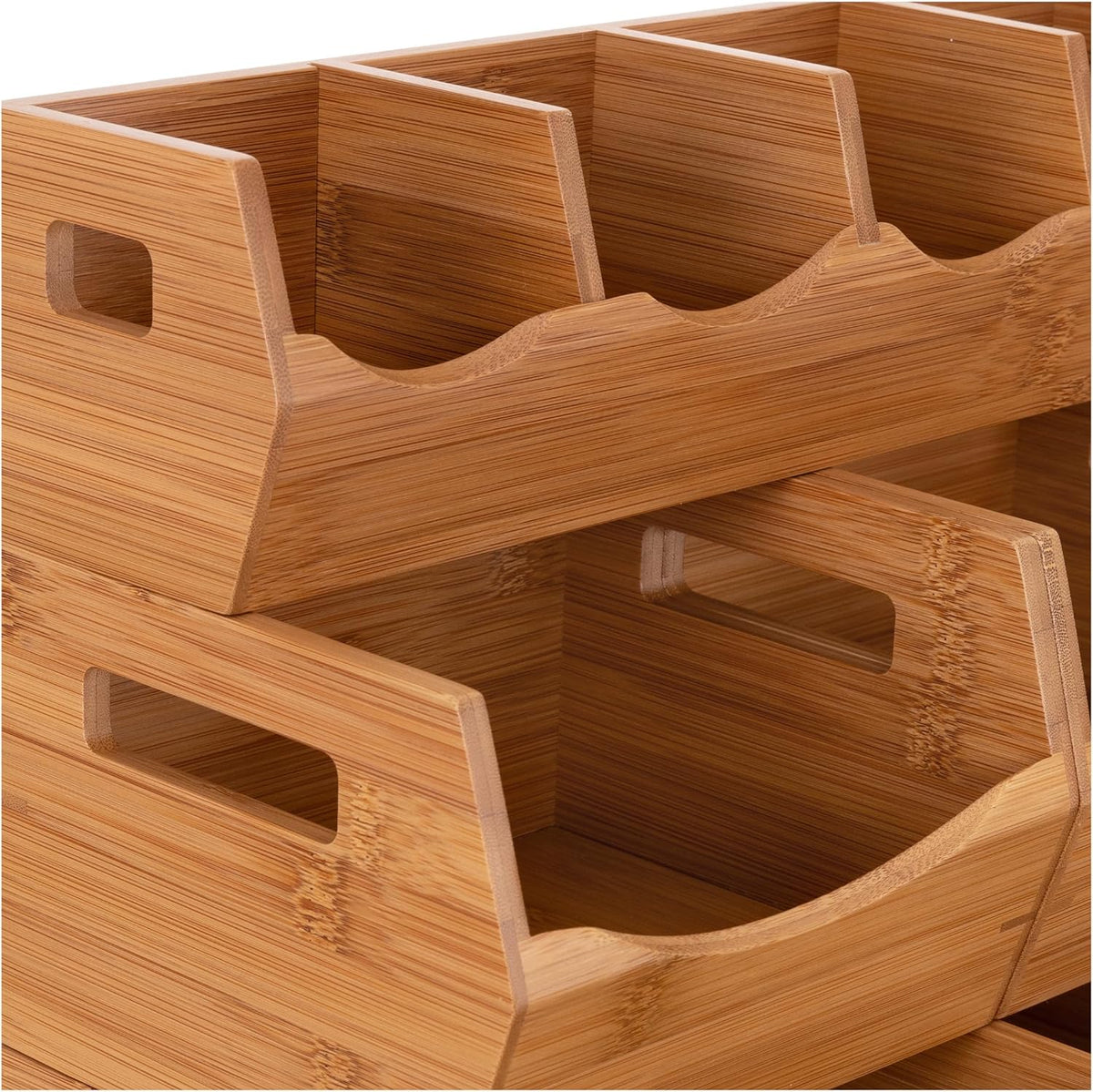 Seville Classics Bamboo Premium Organizer Storage Bins for Kitchen Silverware, Pantry, Closet, Office Desk, Pens, Utensils, Makeup, K Cup, Bamboo, Bag Holder Bin Set