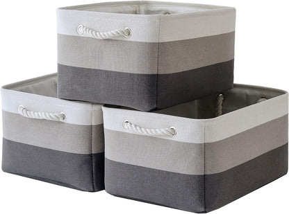 Fabric Storage Bins 12x8x5 inch [6-Pack] with Rope Handles - Decorative Baskets for Organizing