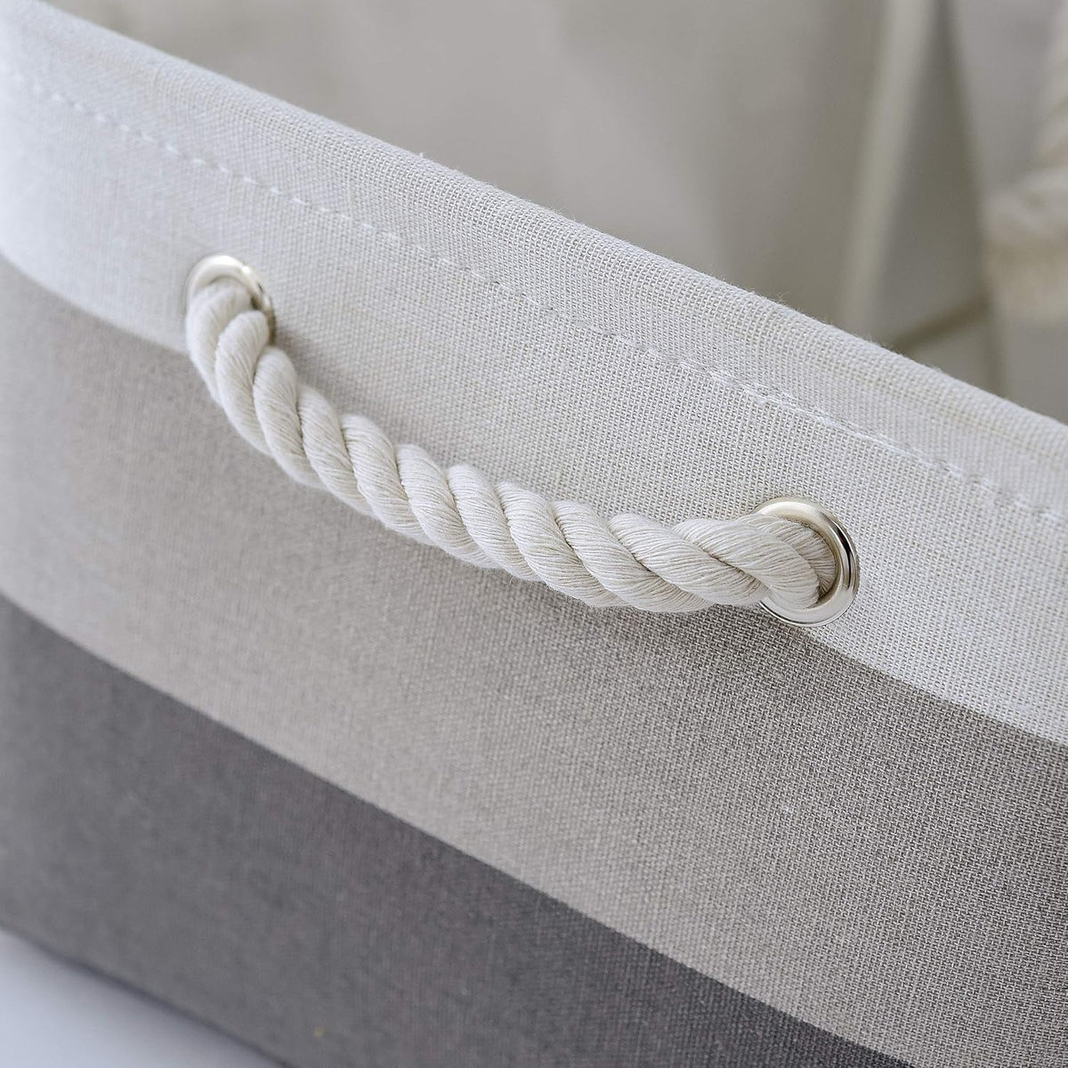 Fabric Storage Bins 12x8x5 inch [6-Pack] with Rope Handles - Decorative Baskets for Organizing