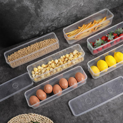 6 Pcs Large Airtight Pasta Storage Containers, BPA-Free Plastic Spaghetti Noodle Holder with Lid, White Rectangular Food Canisters for Kitchen Pantry Organization, 3 x 12 x 3 Inches