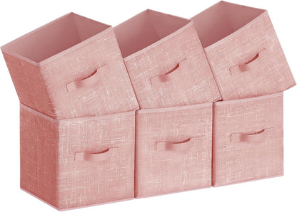 SONGMICS Storage Cubes, 11-Inch Non-Woven Fabric Bins with Double Handles, Set of 6, Closet Organizers for Shelves, Foldable, for Clothes, Cattail Gray UROB26LG