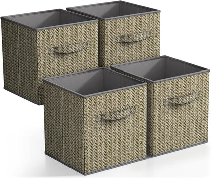 Sorbus Foldable Storage Bins - 11 Inch Sturdy Collapsible Fabric Storage Cubes with Handle - 4 Baskets for Organizing Clothes & Toys - Organization & Storage Baskets for Shelves, Pantry, Closet, Cubby