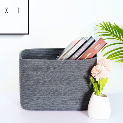 MINTWOOD Design 3-Pack Decorative Woven Storage Baskets for Shelves, Cube Bin Box for Organizing Books, Shoes, Dog Toys, Pantry Closet and Living Room Organizer, Oatmeal Brown