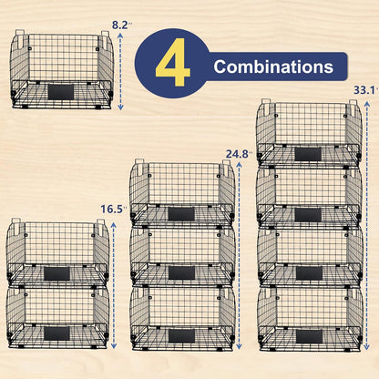 4 PACK XXL Stackable Wire Baskets for Storage Pantry,Fruit Basket For Kitchen Cabinet,16.3''x12''x8.2''Vegetable Fruit Snack Chips Onion Potato Cans Organization, pantry organizers and storage