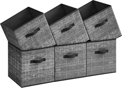 SONGMICS Storage Cubes, 11-Inch Non-Woven Fabric Bins with Double Handles, Set of 6, Closet Organizers for Shelves, Foldable, for Clothes, Cattail Gray UROB26LG