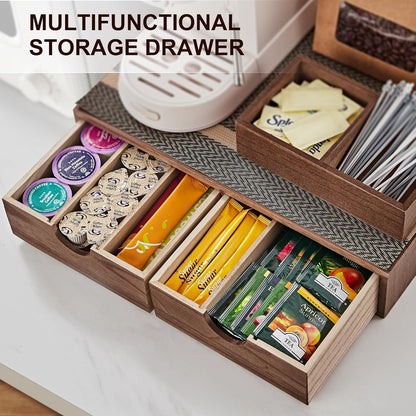 SMARTAKE Wooden K Cup Organizer Coffee Pod Storage Box, Coffee Pod Tea Organizer and Storage, K Pod Drawer Coffee Maker Stand, Kcup Holder for Countertop Kitchen Office Coffee Bar, 30 Pod Capacity