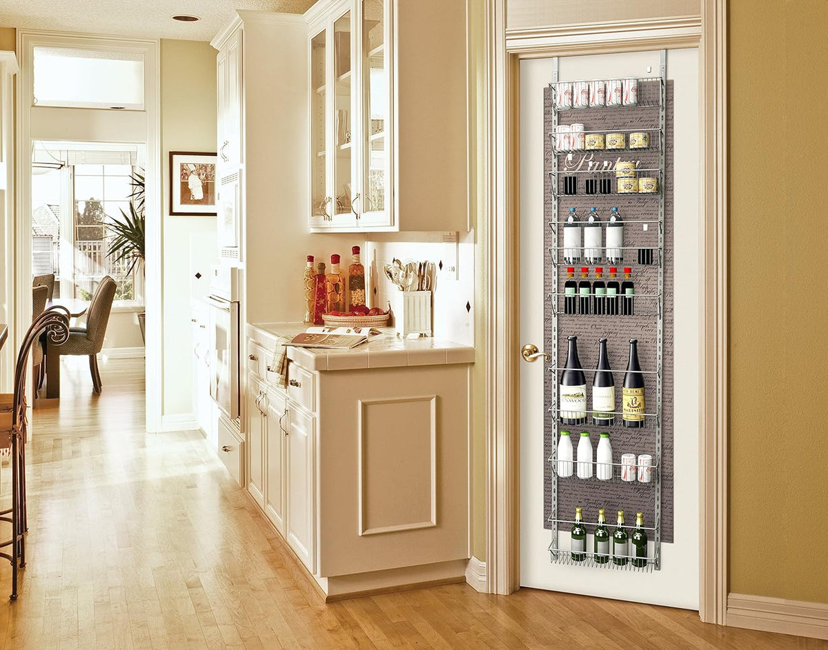 Home-Complete Pantry Over The Door Spice and Jar Rack Organizer - Great Storage Space for Cabinets and Kitchen - Wall Mounted 8 Tier Shelves