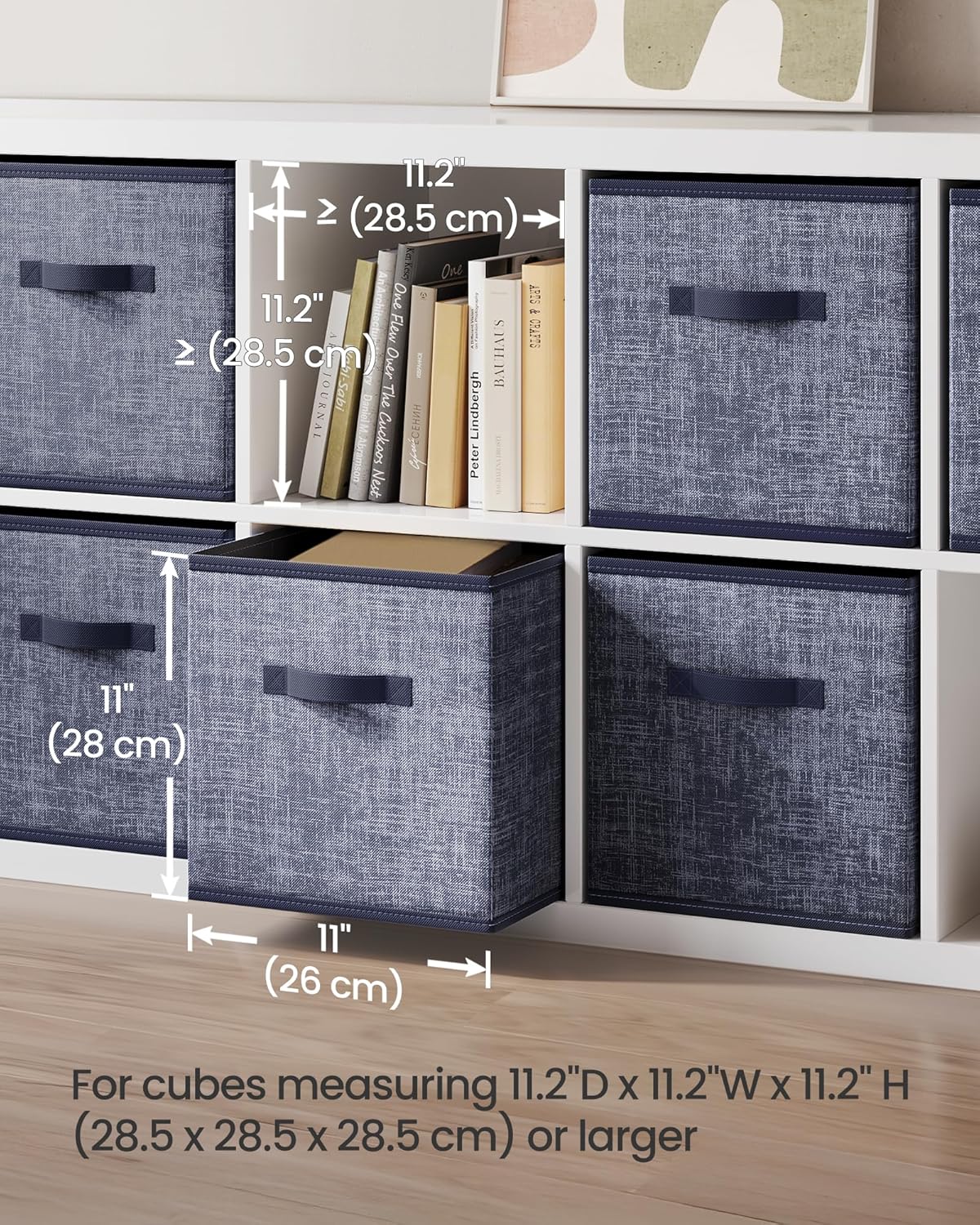 SONGMICS Storage Cubes, 11-Inch Non-Woven Fabric Bins with Double Handles, Set of 6, Closet Organizers for Shelves, Foldable, for Clothes, Cattail Gray UROB26LG