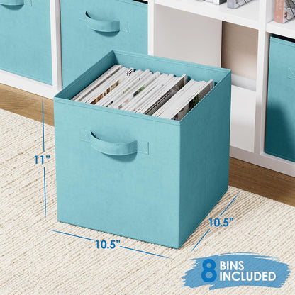 Storage Cubes Pack Of 8 - Standard Size Cube Storage Bin 10.5x10.5x11 With Dual Handles For Easy Carrying- Fabric Storage Bins Collapsible (Black)