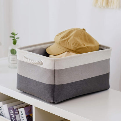 Fabric Storage Bins 12x8x5 inch [6-Pack] with Rope Handles - Decorative Baskets for Organizing