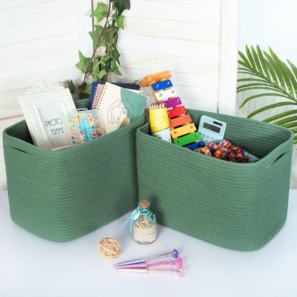 MINTWOOD Design 3-Pack Decorative Woven Storage Baskets for Shelves, Cube Bin Box for Organizing Books, Shoes, Dog Toys, Pantry Closet and Living Room Organizer, Oatmeal Brown