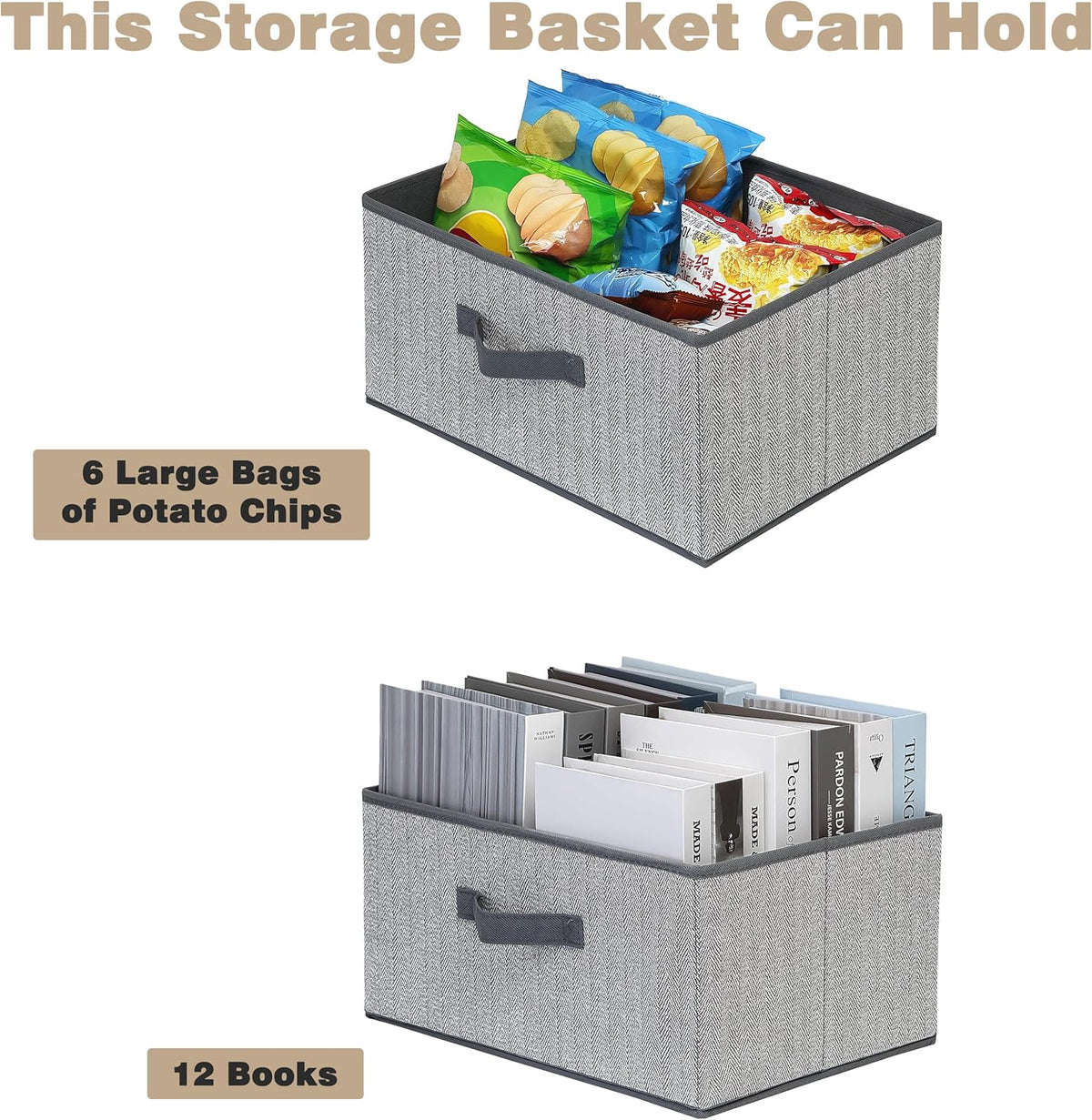 Storage Baskets, 11-Inch Woven Fabric Bins, Storage Cubes with Reinforced Handles, Organizer Bins for Closet Shelves, Foldable, for Toys, Clothes, Natural Beige (3PCS/Beige-11*11*7.8inch)