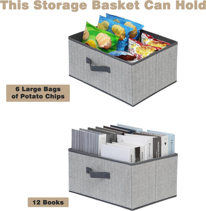 Storage Baskets, 11-Inch Woven Fabric Bins, Storage Cubes with Reinforced Handles, Organizer Bins for Closet Shelves, Foldable, for Toys, Clothes, Natural Beige (3PCS/Beige-11*11*7.8inch)