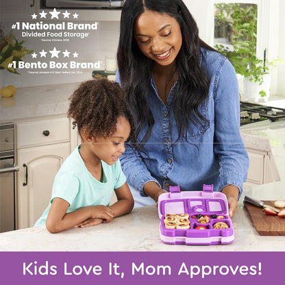 Bentgo Kids Bento-Style 5-Compartment Leak-Proof Lunch Box - Ideal Portion Sizes for Ages 3 to 7 - Durable, Drop-Proof, Dishwasher Safe, PFAS & BPA-Free & Made with Food-Safe Materials (Blue)