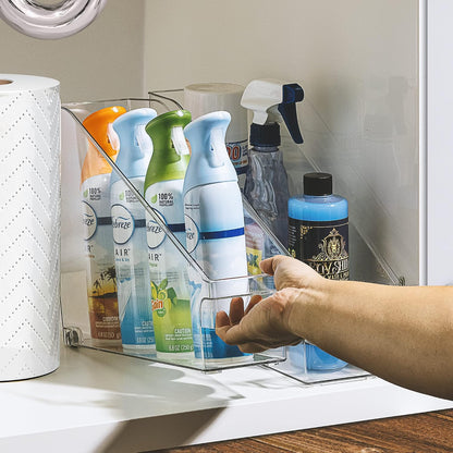 Sorbus Roll Out Bottle Organization Bins - 2 Sizes Pantry Under Sink Organizer with Wheels & Handles - Clear Plastic Organizing Containers for Cleaning Supplies - Kitchen Cabinet Laundry Room Storage
